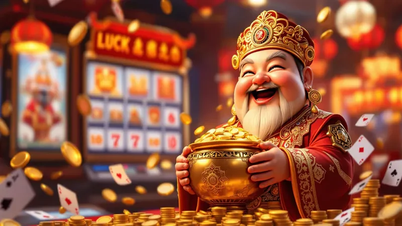 หน้าจอเกมสล็อตพร้อมวงล้อและสัญลักษณ์ธีมเกม