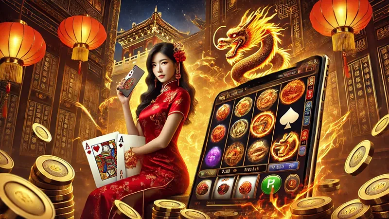 ภาพเกมสล็อตธีมสีสันพร้อมรีลและสัญลักษณ์บนหน้าจอ